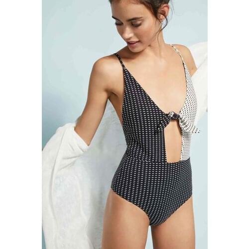 Angelsin Black White Polka Dot Swimsuit