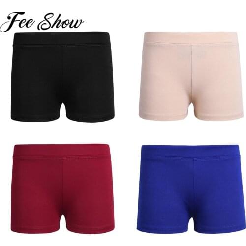 Kids Girl Elastic Waist Sports Shorts Bottoms For Ballet Dance Yoga Gymnastic Workout Summer Boy-cut Dancewear Childrens Shorts