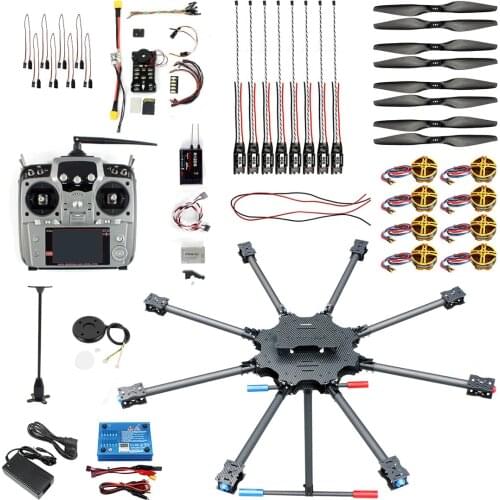DIY Multicopter 8 Axle T1050 Folding Octocopter Drone Kit Carbon Fiber Frame APM/PIX Flight Conctroller TX18S Lite Transmitter