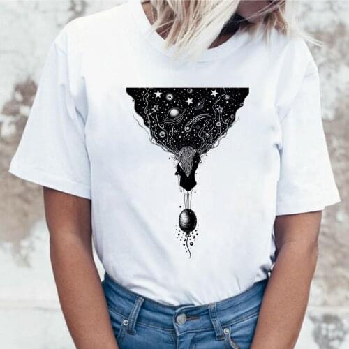 Dark universe printed T shirt Women 2019 new hipster T-shirt female Fashion Retro Harajuku white tops T Shirt clothing