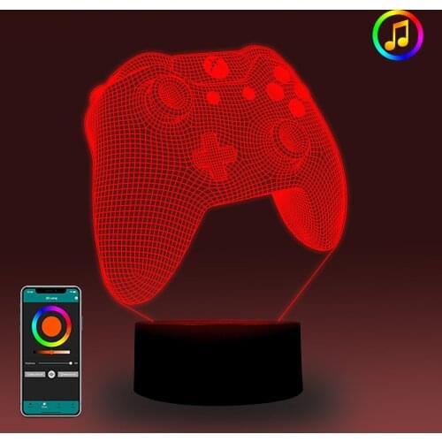 Gamepad 3D Illusion Lamp Touch/Remote contro/Smart LED Lamp Sync with Music Gaming Room Decoration Birthday Gift for Boy