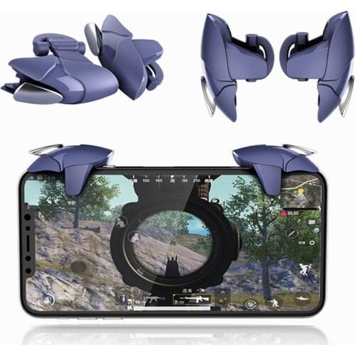 2PCS PUBG Mobile Game Controller Blue Shark Gamepad Trigger Aim Button L1 R1 Shooter Joystick For IPhone Xiaomi Huawei Game Pads