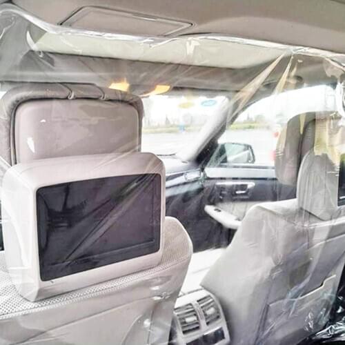 1.4x2m Clear Car Taxi Isolation Partition Curtain Film Cover Separate front and rear rows Isolation Curtain with 2 Magic Tapes