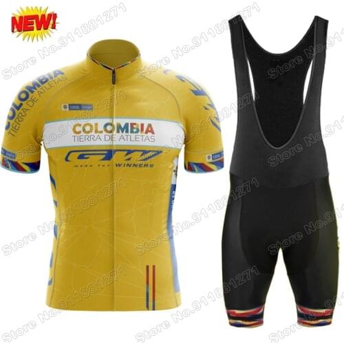 Suit Colombia Team 2021 Men Cycling Jersey Set Summer Clothing Road Bike Shirts Suit Bicycle Bib Shorts MTB Wear Maillot Ropa