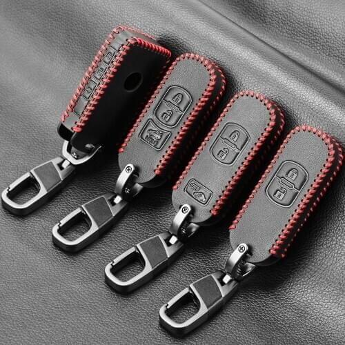 Leather Car Remote Key Case Cover For Mazda 2 3 6 Axela Atenza CX-5 CX5 CX-7 CX-9 2014 2015 2016 2017 Smart 2/3 Buttons