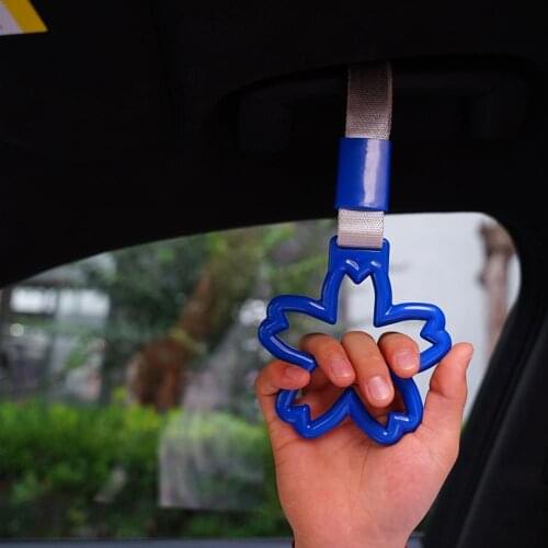 Round Bus Handle Strap Charm Drift Strap Car Accessories Flower-shaped Pull Ring Car Static Belt Decorative Warning Rear Bumper