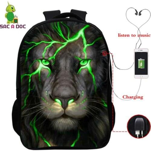 Fashion 3D Print Acuarelaranimal School Backpack for Teenage Unique Design Wolf Print Laptop Bag Cool Mochila Men Travel Rugzak