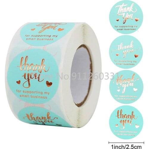 100-500Pcs Green Thank You Stickers Gold Foil Decorative Sealing Labels for small Business, Gift Bags,Envelopes Seal,party decor