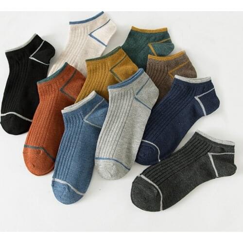 5 Pair Asakuchi Short Summer Breathable Mens Socks Street Wear Brand Sports Comfort Stripe Cool Socks Harajuku Chausette Homme