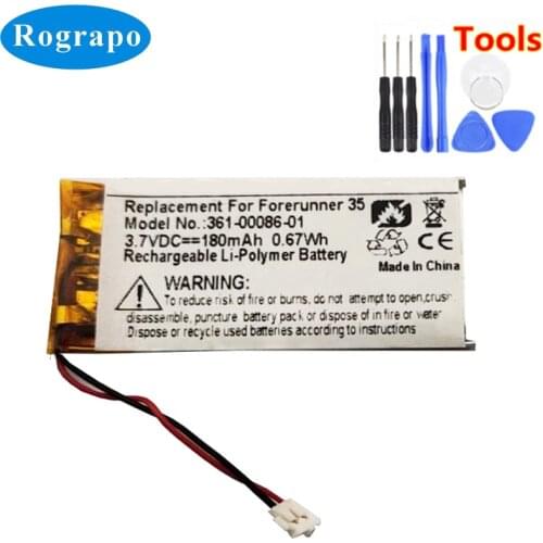 New Battery For Garmin Forerunner 225, 235, 630,Forerunner 735XT Accumulator 3.7V 180mAh Replacement Batterie 2-wire Plug+tools