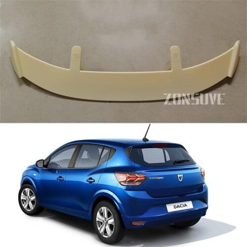 Use For 2021 Dacia Sandero Spoiler ABS Plastic Carbon Fiber Look Hatchback SUV Roof Rear Wing Body Kit Accessories