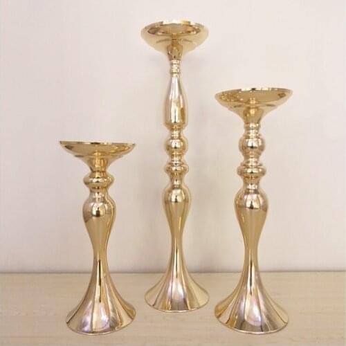 51cm/20" Gold Candle Holders flower Vase Table Centerpiece Event Flower Rack Road Lead Wedding Decoration Metal Candlestick 1pcs