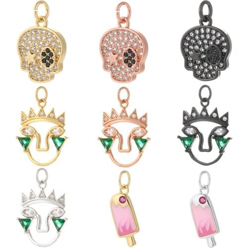Skull Charms for Jewelry Making Gold Ice Cream Designer Jewelry Charms for Diy Earrings Necklace Bracelet Charm Copper