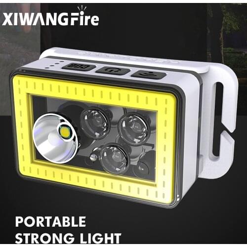 Portable Strong Multifunctional Headlamp USB Rechargeable T6+COB Sensor Headlight Built-in Battery LED Night Running lantern