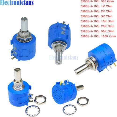 Diymore 3590S series potentiometer 500 1K 2K 5K 10K 20K 50K 100K ohm 3590S-2-103L 3590S 101 102 103 104 201 202 203 501 502 503