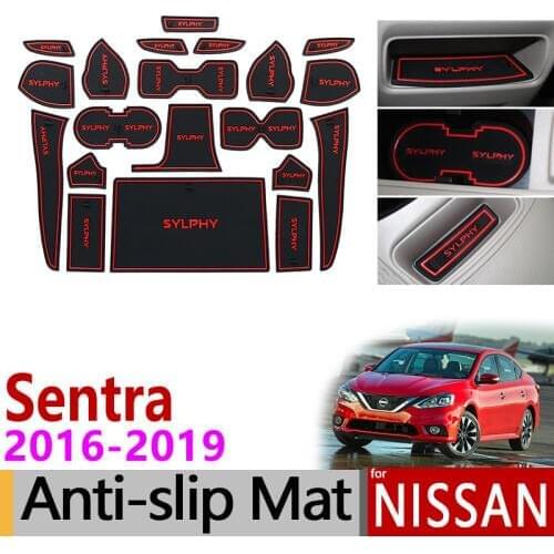 Anti-Slip Rubber Gate Slot Cup Mat for Nissan Sentra B17 2016 2017 2018 2019 Facelift Nissan Pulsar Sylphy Accessories Stickers