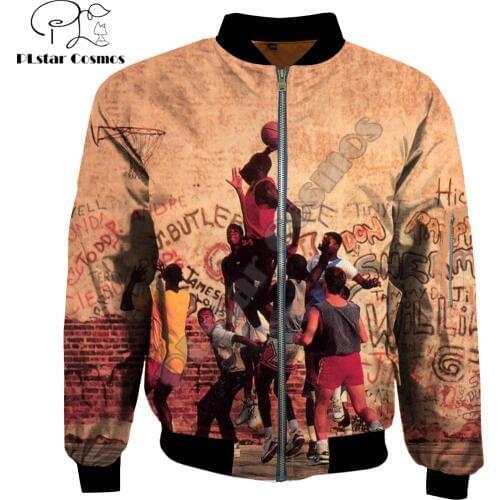 Drop shipping Fashion Harajuku Mens bomber jackets Michael Jordan Printed 3d Zip Long Sleeve Pullover Unisex Zipper jacket