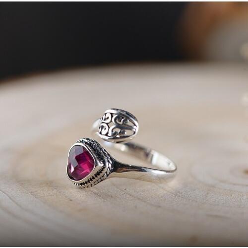 Real 100% 925 Sterling Silver Adjustable Ring For Women 2018 New Fashion Gem Stone Elegance Ring Fine Jewelry Gift