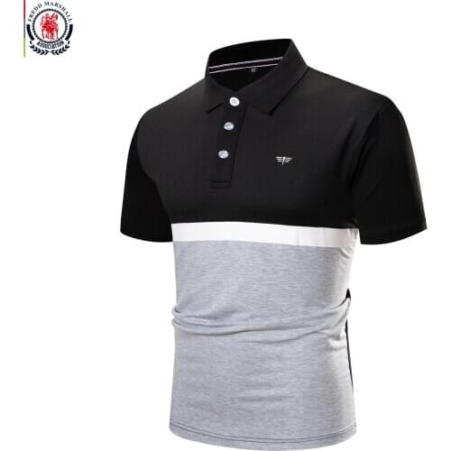 FREDD MARSHALL 2020 New Logo Embroidery Polo Shirt Men Striped Casual Jersey Polo Shirt Short Sleeve Cotton Polo Shirts Tops 617