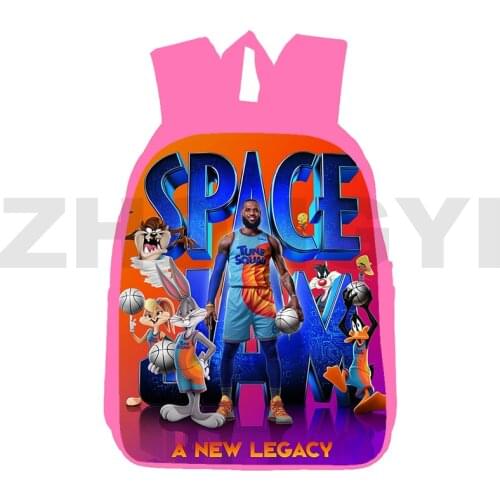 Pink 3D Basketball We Win Backpack Teenagers Anime Space Jam A New Legacy Bag Schoolbag Cartoon 12/16 Inch Tune Squad Bookbag