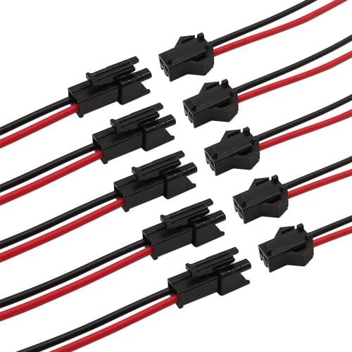 100Pair JST SM 2 Pin 2P Male Plug to Female Jack Socket Wire Cable Connector for LED Strips Light Length 10CM 15CM 20CM