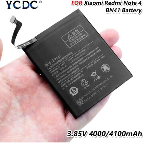 BN 41 4100mAh BN41 Lithium Battery For Xiaomi Redmi Note 4 Note4 High Capacity Smart Phone Replacement Bateria Batteries
