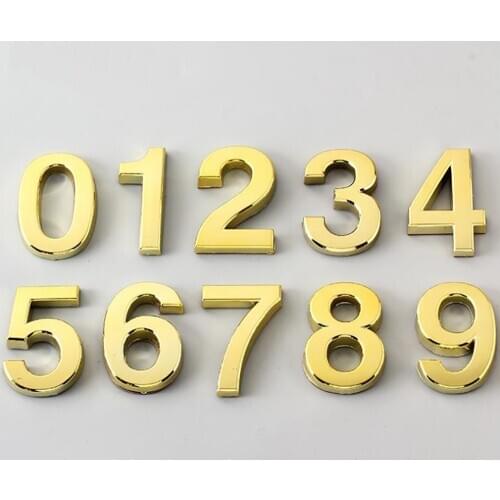 Modern Golden Plaque House Numbers 0 to 9 Hotel Door Numeral Plate Home Address Street Number Stickers