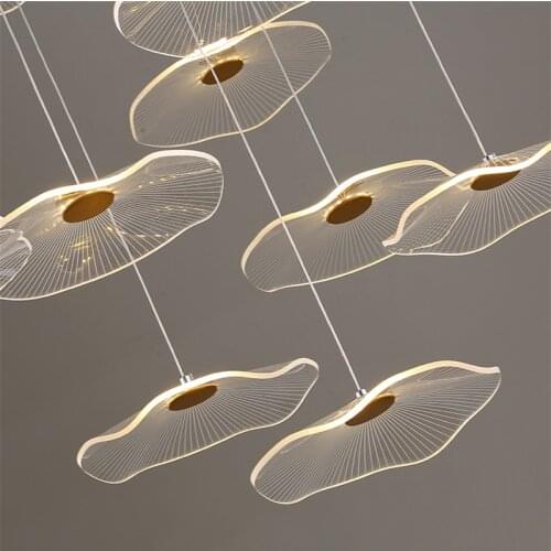 Modern led lighting home lamp lotus leaf lustre simple decor salon kitchen island pendant lights Dimming duplex staircase light