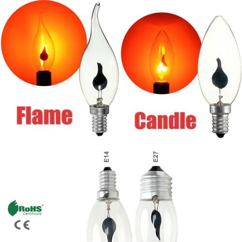 LED Flame Tip Candle Simulated Nature Fire Flickering Light E14 E27 3W Filament Bulb Vintage Bar Pub Home Decor Lamp 220V