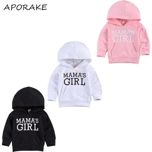2020 1-6Y MAMA Kids Baby Girls Sweatshirt Top Letter Print Long Sleeve Hoodies Cotton Clothes Autumn Casual Toddler Outwear