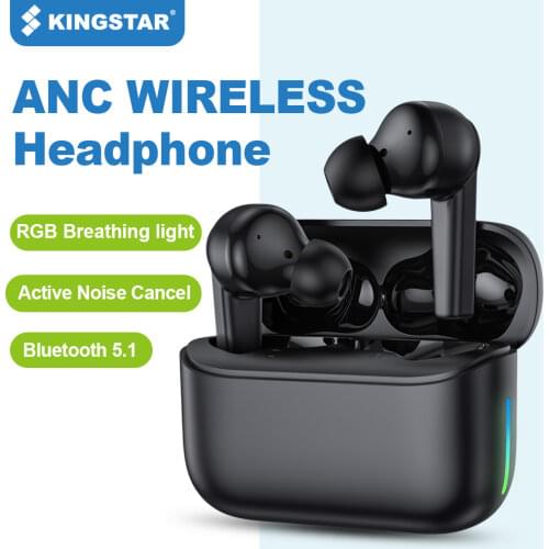KINGSTAR TWS ANC Wireless Bluetooth 5.1 Earphone Active Noise Cancelling Hi-Fi Headphones Touch Control Gaming Earbuds with Mic