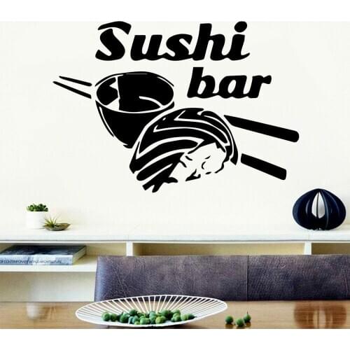 Sushi Vinyl Wall Stickers Kitchen Fridge Art Decor Chopsticks Rice Self-adhesive Wall Decals Home Decoration For Resturant Z027