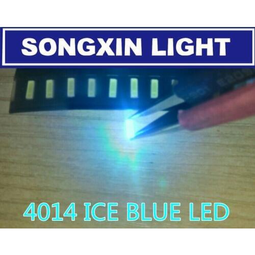 XIASONGXIN LIGHT 100PCS 4014 ICE BLUE LED SMD SKY BLUE 22-24lm 3.0-3.2V car lamp light beads RoHs Free shipping