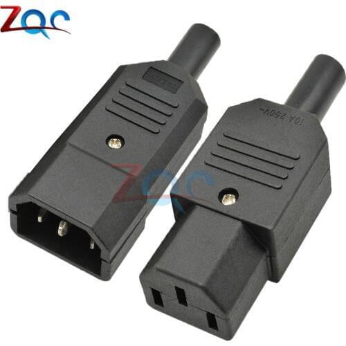 1 pair AC-013A AC 250V 10A Male and Female Power Iron Core Adapter 3 Terminals IEC320 C13 AC Power Connector 3 PIN
