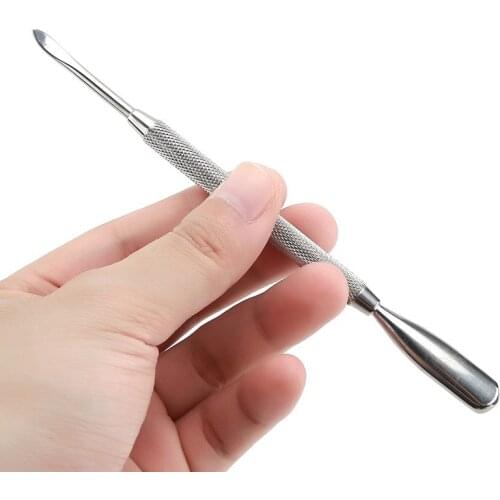 1PC Double Head Stainless Steel Nail Cuticle Pusher Spoon Remover Trimmer Dead Skin Manicure Pedicure Cleaner Nail Tool