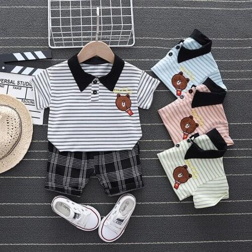New Summer Baby Fashion Clothing Children Boys Girls Cartoon Bear Cotton T-Shirt+Shorts 2Pcs/sets Toddler Casual Kids Tracksuits