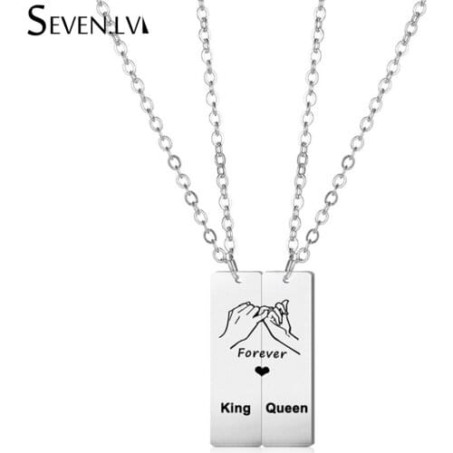 2pcs / set Couple Jewelry Necklace Forever Love charm jewelry stainless steel chain necklaces Valentines Day gift for women men