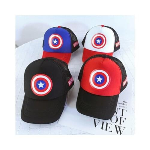 2021 Marvel Cool Cartoon Captain America Spider-Man Hip Hop Hat Summer Sun Hat Baseball Cap Kids Gift 2 / 7Y