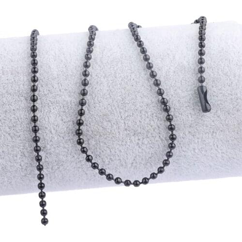 6pcs/Lot 2.4mm Stainless Steel Black Gold Plated Ball Chains 50cm 60cm Diy Necklace Making Accessories