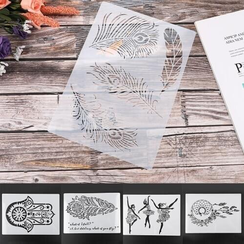 A4 PET Wall Painting Frame Design stencils Scrapbooking Reusable Embossing Stone Walls Handmade Paper Crafts Fabrics Drawing