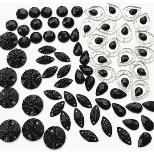 GODDESS Mixed Shapes Black Sew on Stones and Crystals for Sewing Rhinestones Crystal Buttons Crafts Wedding Dress Charms Crafts