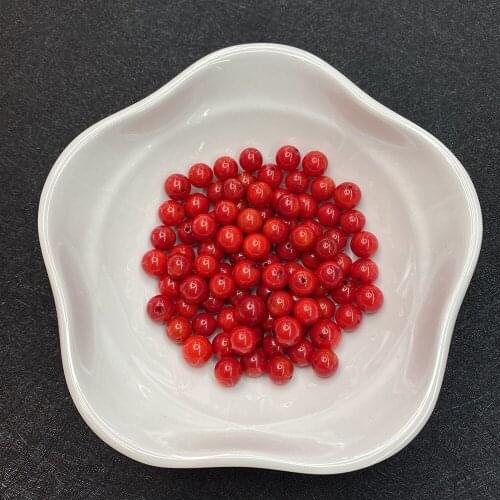 10pcs/bag Natural Red Coral Semi-hole Beads Loose Spacer Beads Round Beads DIY Handmade Earrings Jewelry Accessories 4/5/8mm