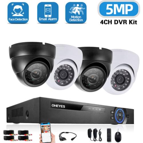 CCTV Camera System Kit 4CH HD 5MP AHD Security Camera DVR Kit Outdoor CCTV Waterproof Home Video Surveillance System Set 2T HDD