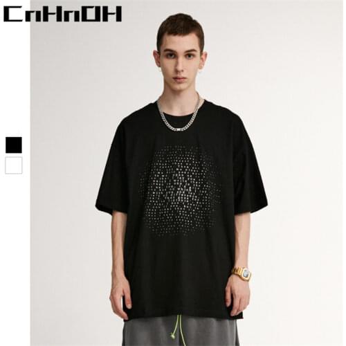 CnHnOH New Arrival Teeshirt Homme Instagram Mens T-shirts Oversized Top Dense Letter Printing Clothing Tee Shirt A108