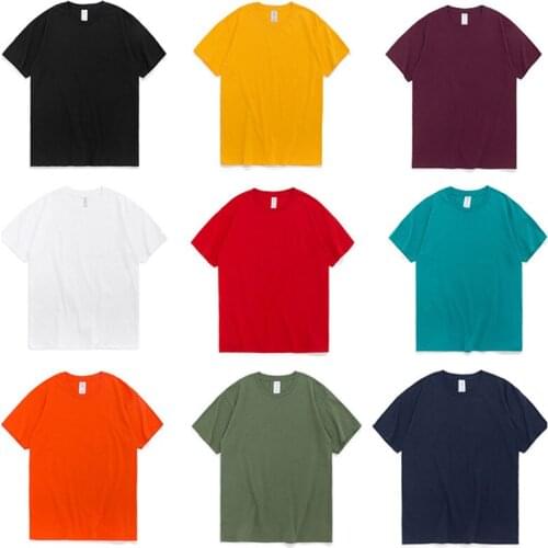 2020 New Solid 15 Color T Shirt Mens Fashion 100% Cotton T-shirts Summer Short Sleeve Tee Boy Skate Tshirt Tops Size S-M-L-XL