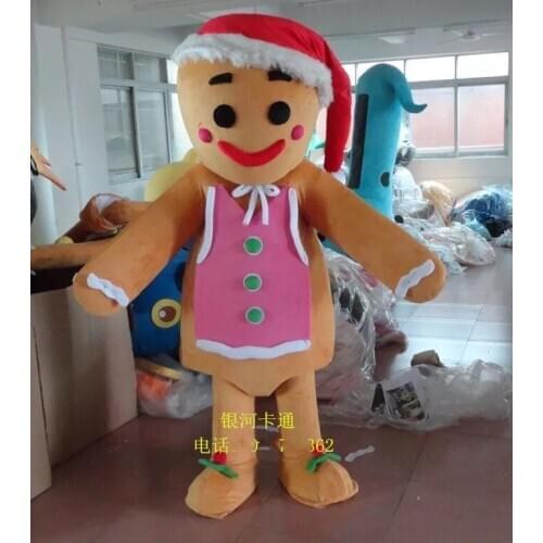 Gingerbread Man Mascot Costume Character Fancy Dress Christmas Carvinal Cartoon Adult Size Mascot