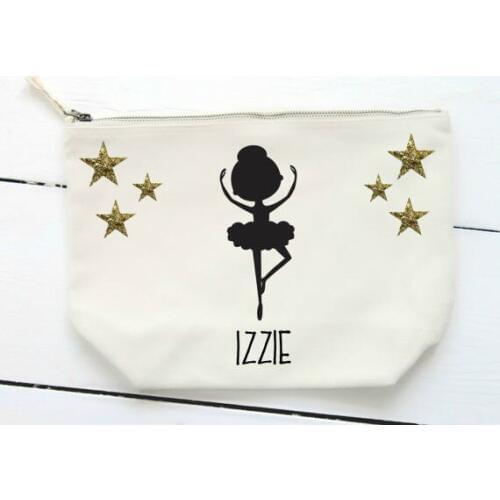 Personalised Ballet Dancer Cosmetic Make up Pouch,Storage Bags dance squad birthday New Year Christmas Party purses favors gifts