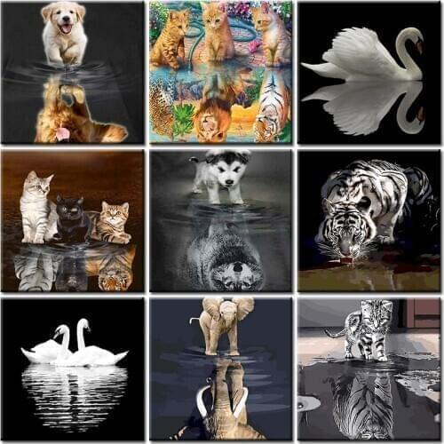 Dog Painting By Numbers Animal Oil Diy Drawing Canvas Picture HandPainted Coloring Kits Reflection Paint Gift Acrylic Adult Wall