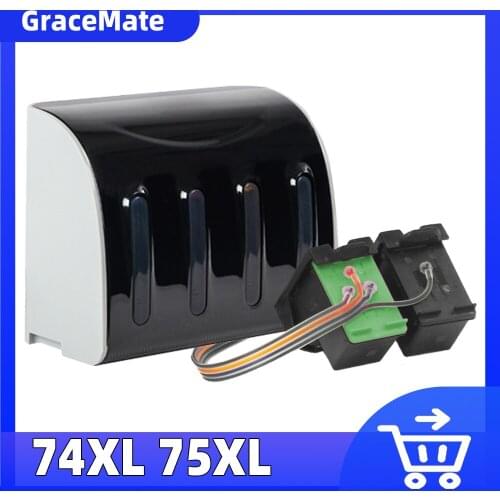 DMYON Compatible for Hp 74 75 CISS Refill Ink Cartridge D4260 D4263 4360 D4368 Officejet J5730 J5750 J5785 J6480 J6450 Printer