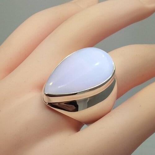 Moonstone Rings for Women Hyperbole Vintage Ring Water Drop White Stone Female Fashion Jewelry Size 6-10 Wholesale